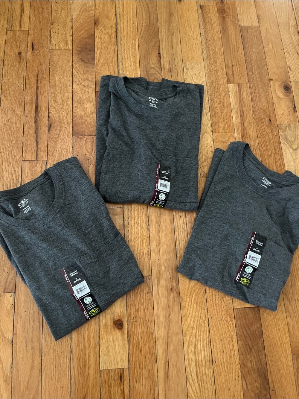 3 Athletic Works Charcoal Gray Pocket Tee - Short Sleeve Crew